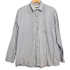 High‎ Sierra XXL 100% Cotton Button Up Shirt Men's Blue White Stripes Plaid